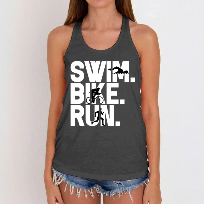 Swim Bike Run Triathlon Triathlete Athletics Gift Women's Knotted Racerback Tank