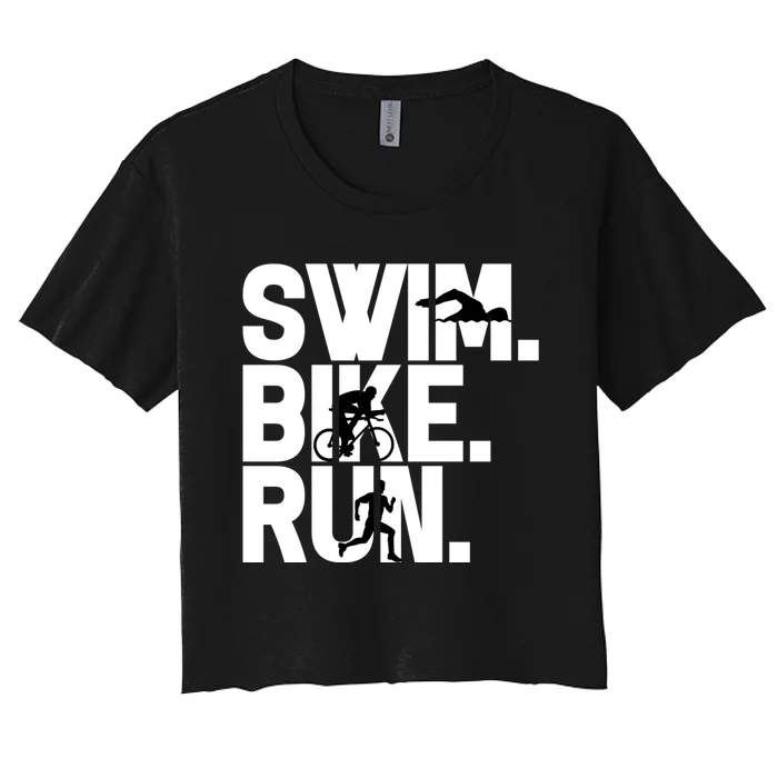 Swim Bike Run Triathlon Triathlete Athletics Gift Women's Crop Top Tee