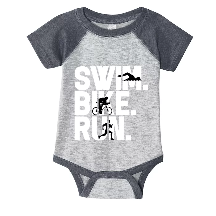 Swim Bike Run Triathlon Triathlete Athletics Gift Infant Baby Jersey Bodysuit