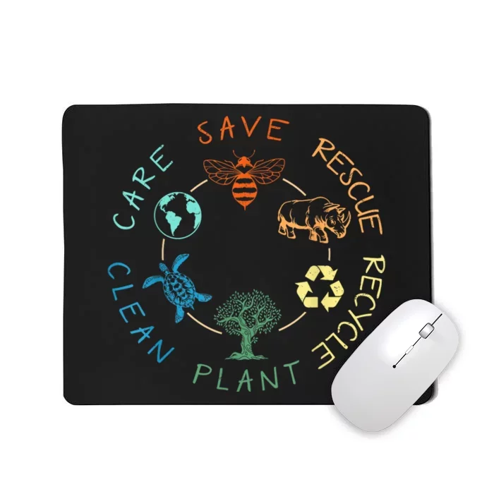 Save Bees Rescue Animals Recycle Plastic Earth Day 2024 Mousepad