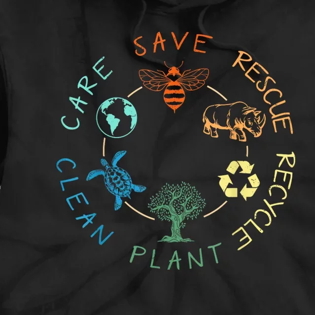 Save Bees Rescue Animals Recycle Plastic Earth Day 2024 Tie Dye Hoodie