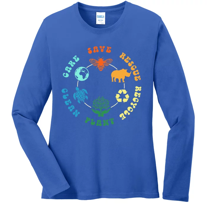 Save Bees Rescue Animals Recycle Plastic Ladies Long Sleeve Shirt