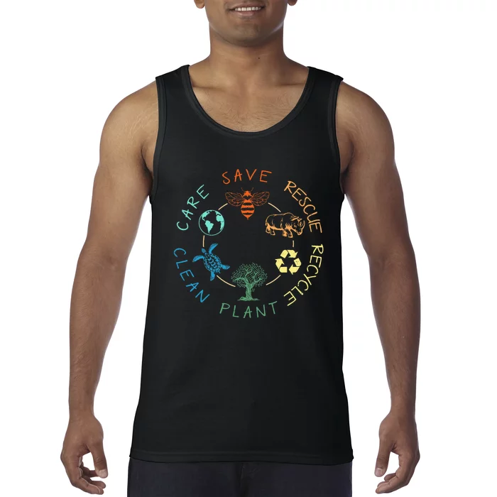 Save Bees Rescue Animals Recycle Plastic Earth Day 2024 Tank Top