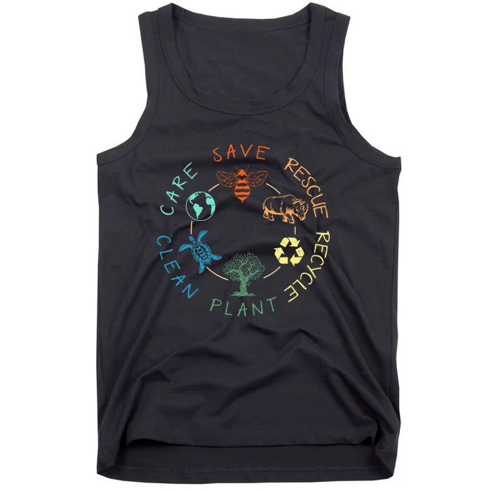 Save Bees Rescue Animals Recycle Plastic Earth Day 2024 Tank Top