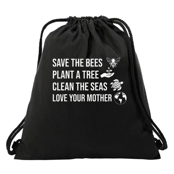 Save Bees Rescue Animals Recycle Plastics Earth Day Drawstring Bag