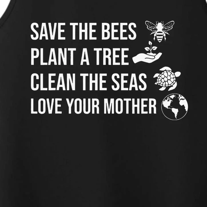 Save Bees Rescue Animals Recycle Plastics Earth Day Performance Tank