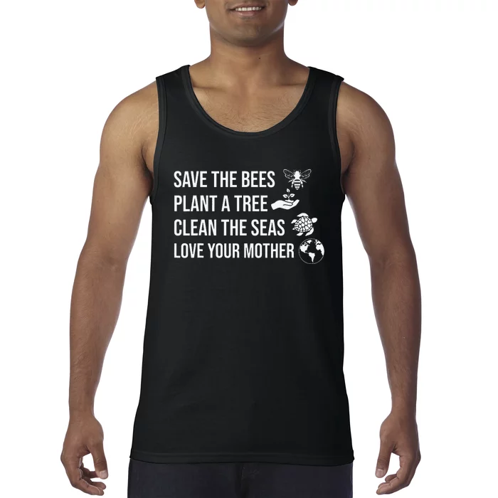 Save Bees Rescue Animals Recycle Plastics Earth Day Tank Top