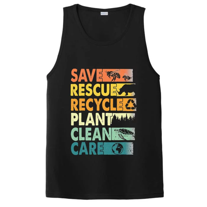 Save Bees Recycle Plastics Rescue Animals Earth Day Performance Tank