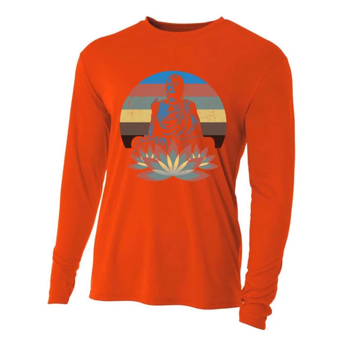 Sleeping Buddha Relaxing Meditation Gift Design Idea Gift Cooling Performance Long Sleeve Crew