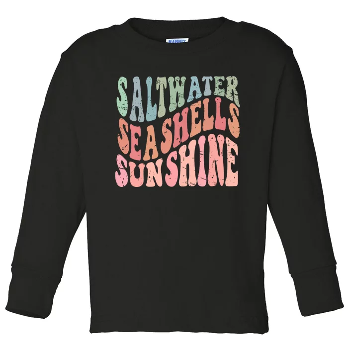 Summer Beach Retro Style Saltwater Seashells Sunshine Toddler Long Sleeve Shirt