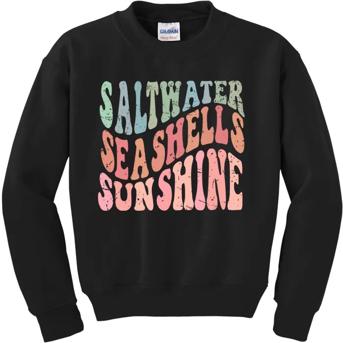 Summer Beach Retro Style Saltwater Seashells Sunshine Kids Sweatshirt