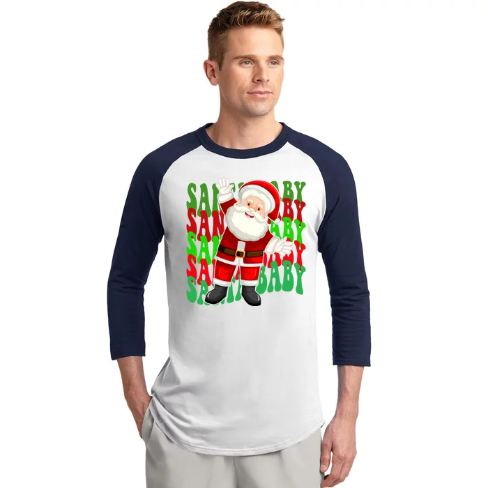 Santa Baby Retro Holiday Festive Cute Baseball Sleeve Shirt