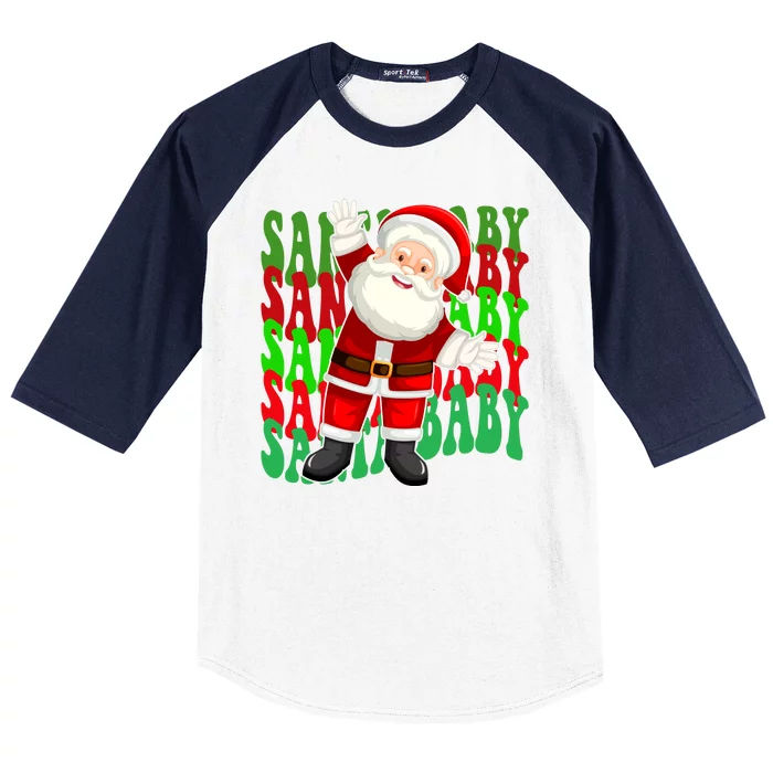 Santa Baby Retro Holiday Festive Cute Baseball Sleeve Shirt