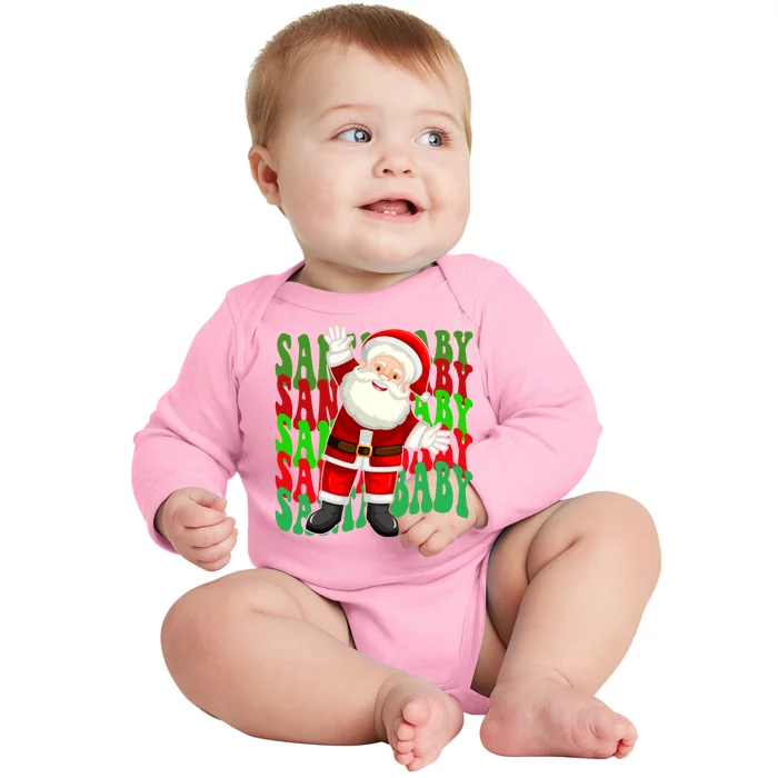 Santa Baby Retro Holiday Festive Cute Baby Long Sleeve Bodysuit