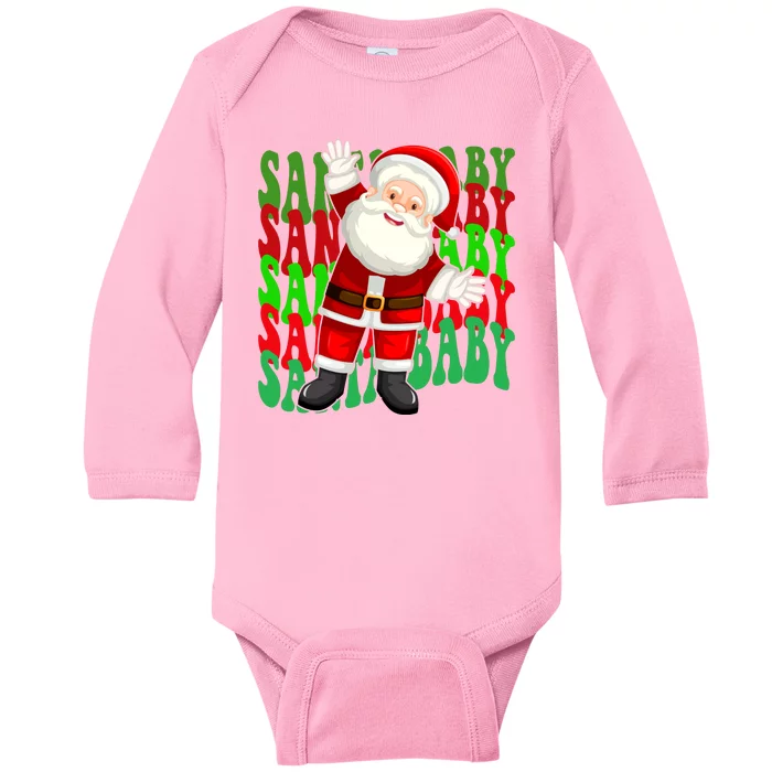 Santa Baby Retro Holiday Festive Cute Baby Long Sleeve Bodysuit