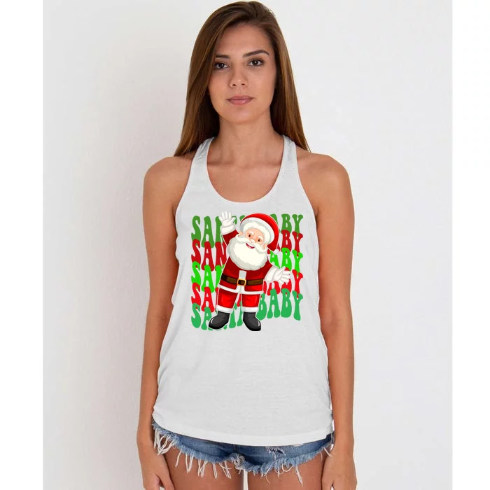 Santa Baby Retro Holiday Festive Cute Women's Knotted Racerback Tank