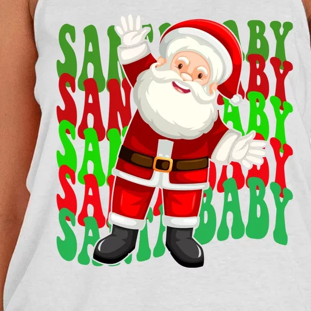 Santa Baby Retro Holiday Festive Cute Women's Knotted Racerback Tank