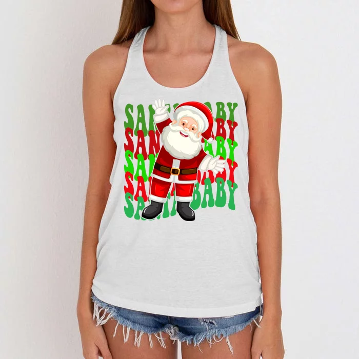 Santa Baby Retro Holiday Festive Cute Women's Knotted Racerback Tank