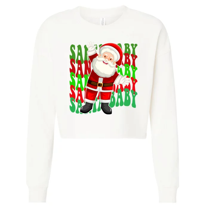 Santa Baby Retro Holiday Festive Cute Cropped Pullover Crew