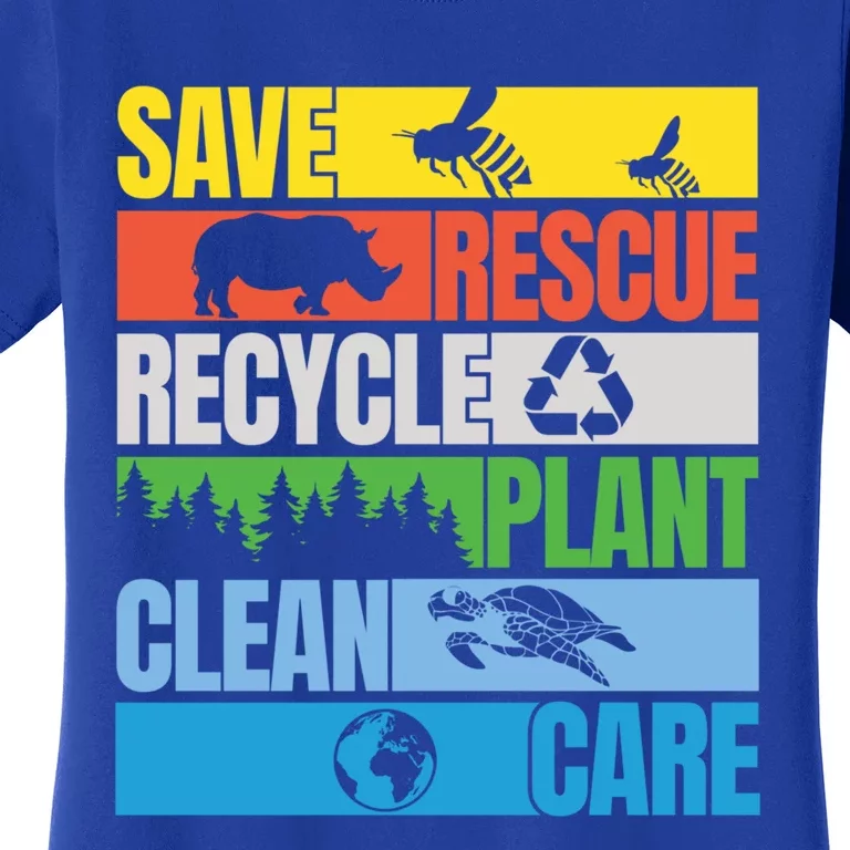 Save Bees Rescue Animals Clean Seas Earth Day Cool Gift Women's T-Shirt