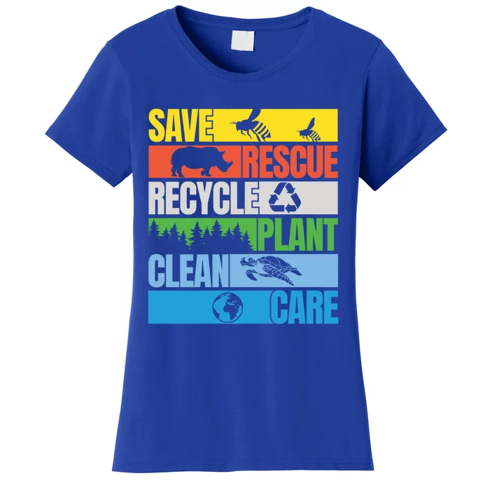 Save Bees Rescue Animals Clean Seas Earth Day Cool Gift Women's T-Shirt