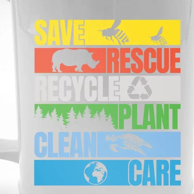 Save Bees Rescue Animals Clean Seas Earth Day Cool Gift Front & Back Beer Stein