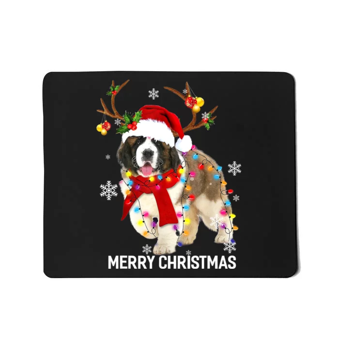 St Bernard Reindeer Xmas Light Christmas Ornaments Xmas Dog Mousepad