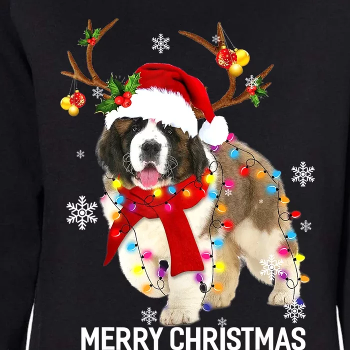 St Bernard Reindeer Xmas Light Christmas Ornaments Xmas Dog Womens California Wash Sweatshirt