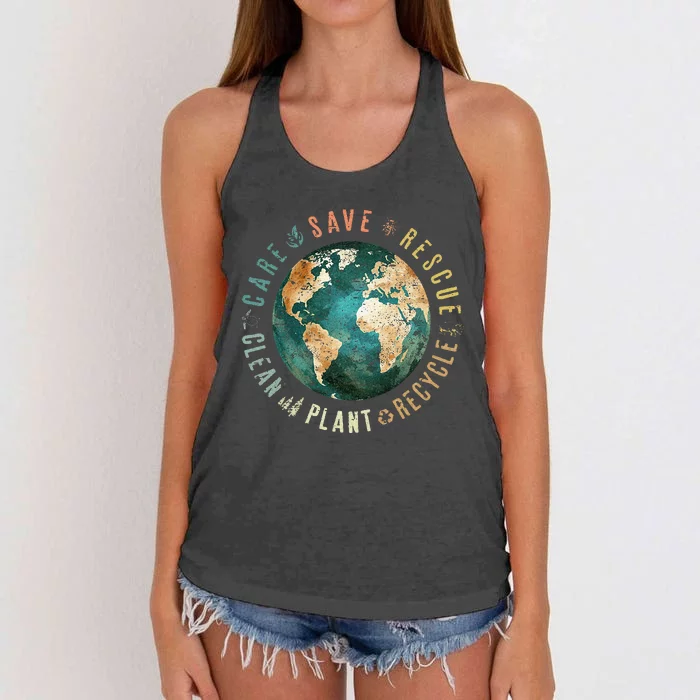 Save Bees Rescue Animals Recycle Plastic Women's Knotted Racerback Tank