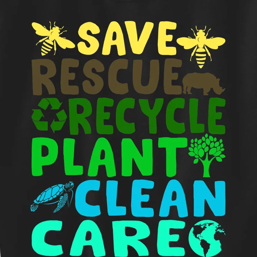 Save Bees Rescue Animals Recycle Plastic Earth Day Planet Kids Sweatshirt