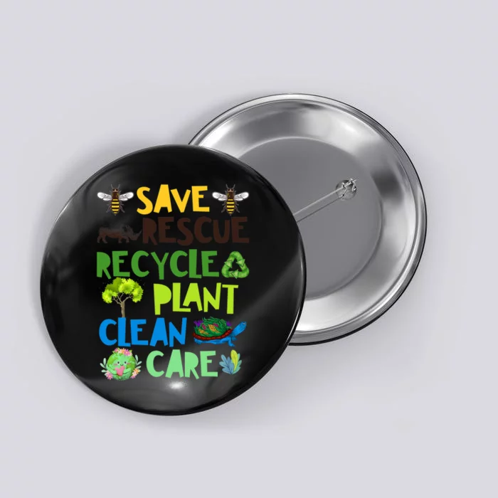 Save Bees Rescue Animals Recycle Plastict Earth Day Button