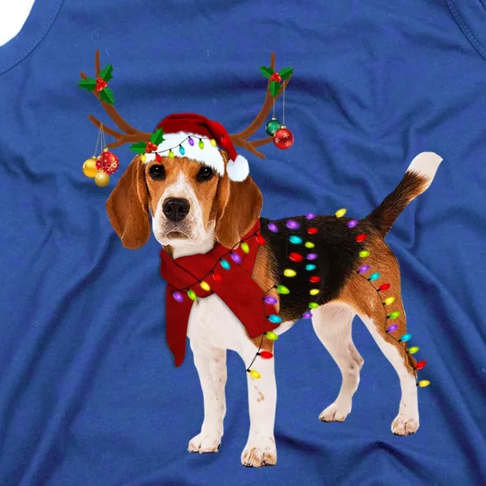 Santa Beagle Reindeer Light Christmas Gift Tank Top