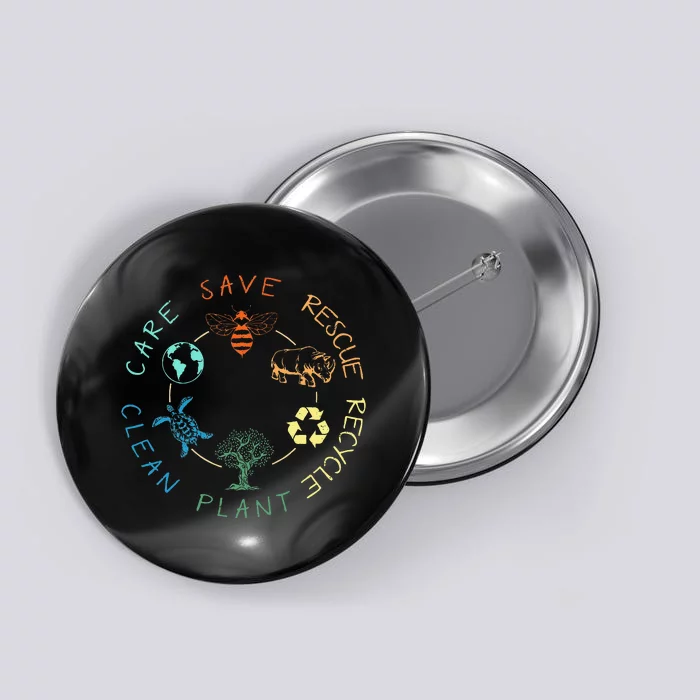 Save Bees Rescue Animals Recycle Plastic Earth Day 2024 Button