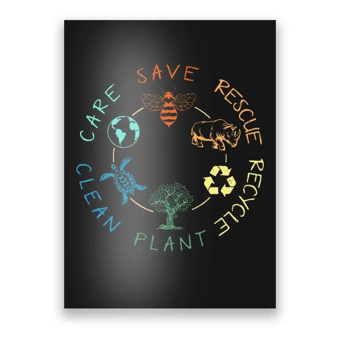 Save Bees Rescue Animals Recycle Plastic Earth Day 2024 Poster