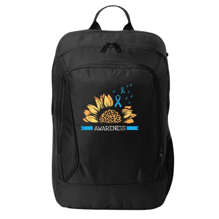 Sunflower Blue Ribbon Prostate Colon Cancer Awareness Gifts City Backpack