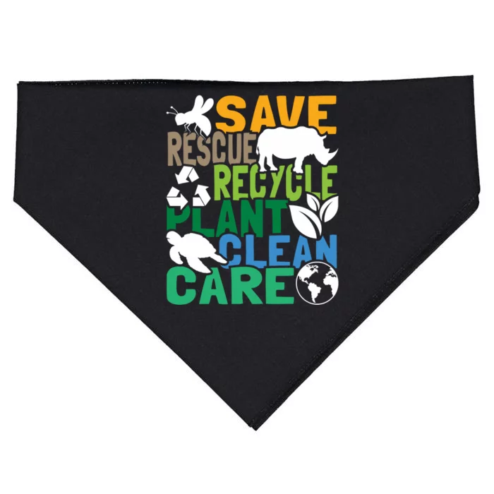 Save Bees Rescue Animals Recycle Plastic Earth Day USA-Made Doggie Bandana