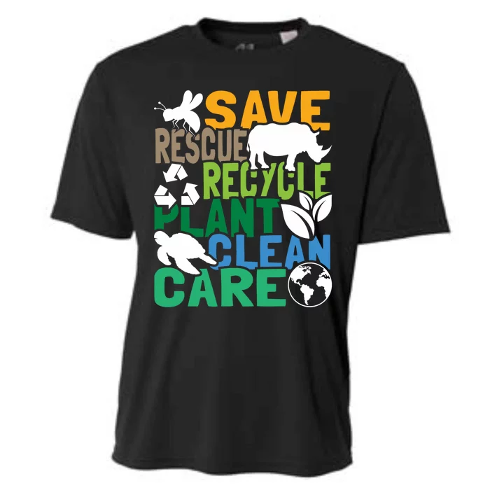 Save Bees Rescue Animals Recycle Plastic Earth Day Cooling Performance Crew T-Shirt