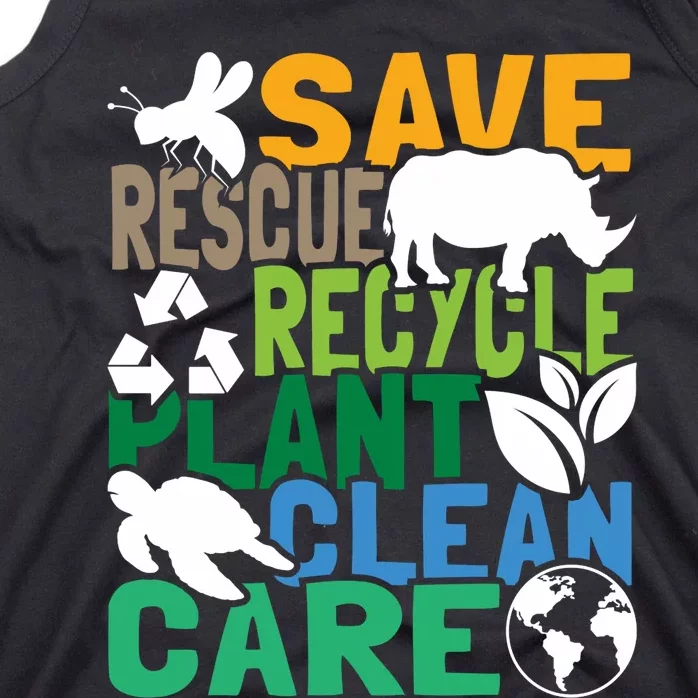 Save Bees Rescue Animals Recycle Plastic Earth Day Tank Top