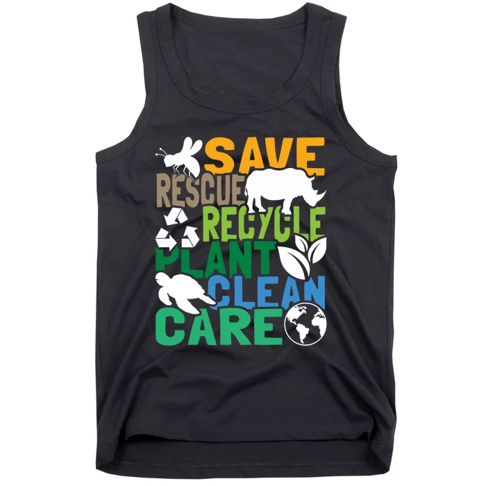 Save Bees Rescue Animals Recycle Plastic Earth Day Tank Top