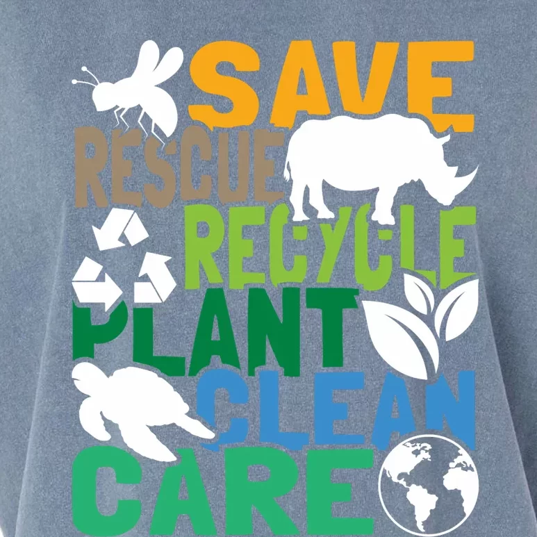 Save Bees Rescue Animals Recycle Plastic Earth Day Garment-Dyed Women's Muscle Tee