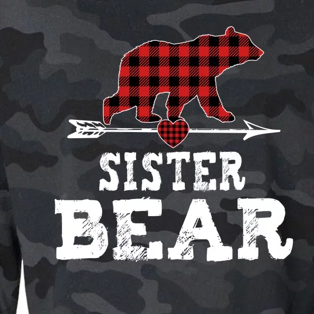 Sister Bear Red Plaid Gift Cropped Pullover Crew