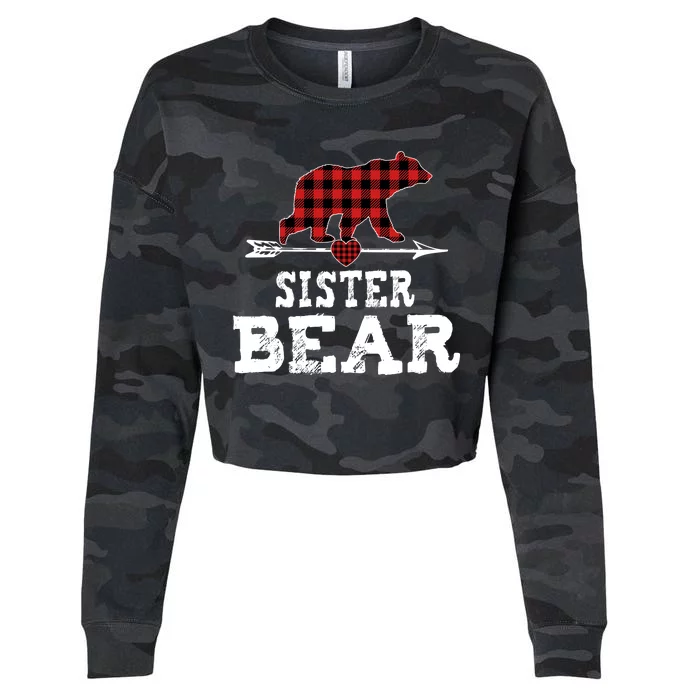 Sister Bear Red Plaid Gift Cropped Pullover Crew