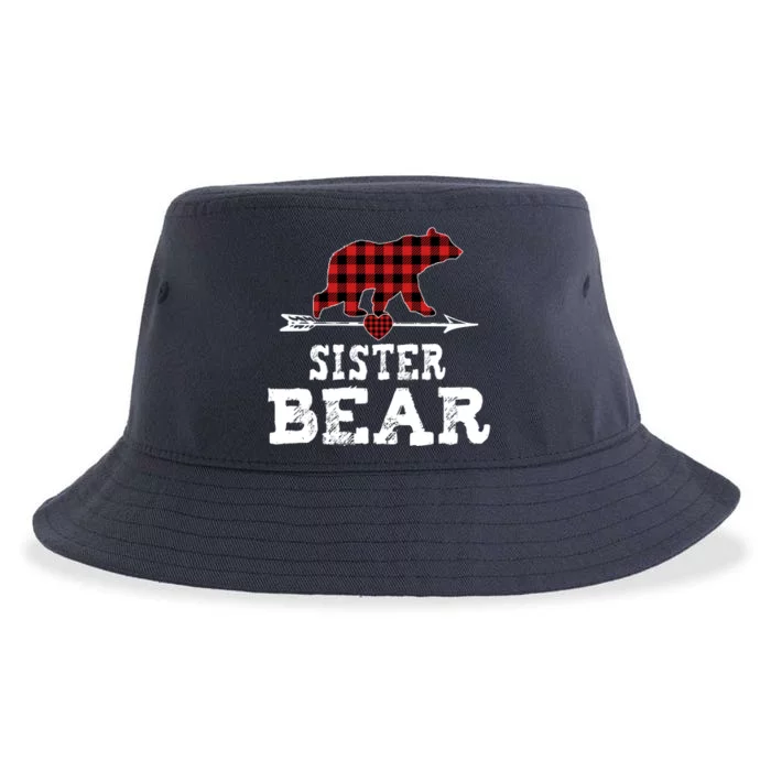 Sister Bear Red Plaid Gift Sustainable Bucket Hat