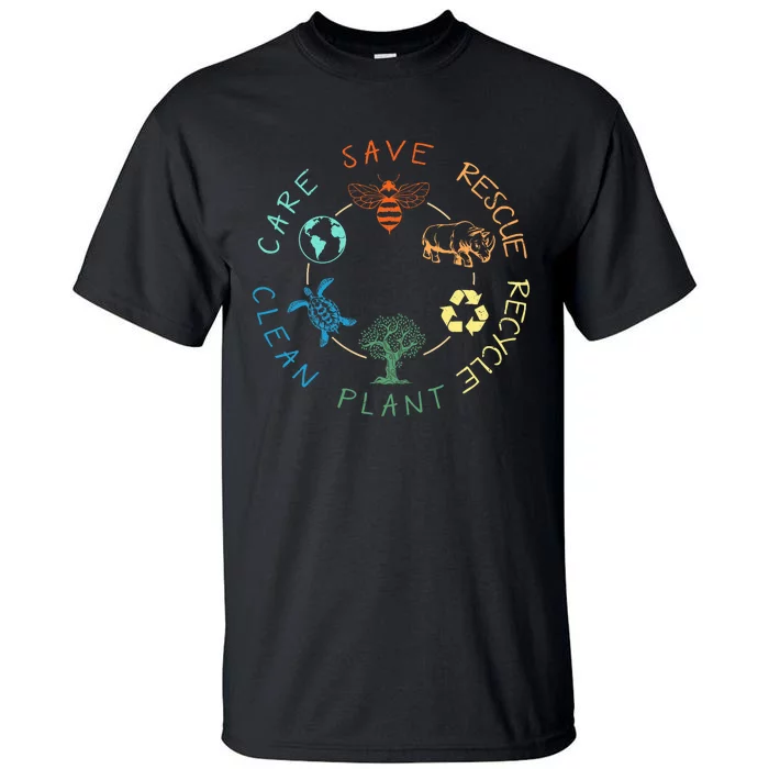 Save Bees Rescue Animals Recycle Plastic Earth Day 2024 Tall T-Shirt