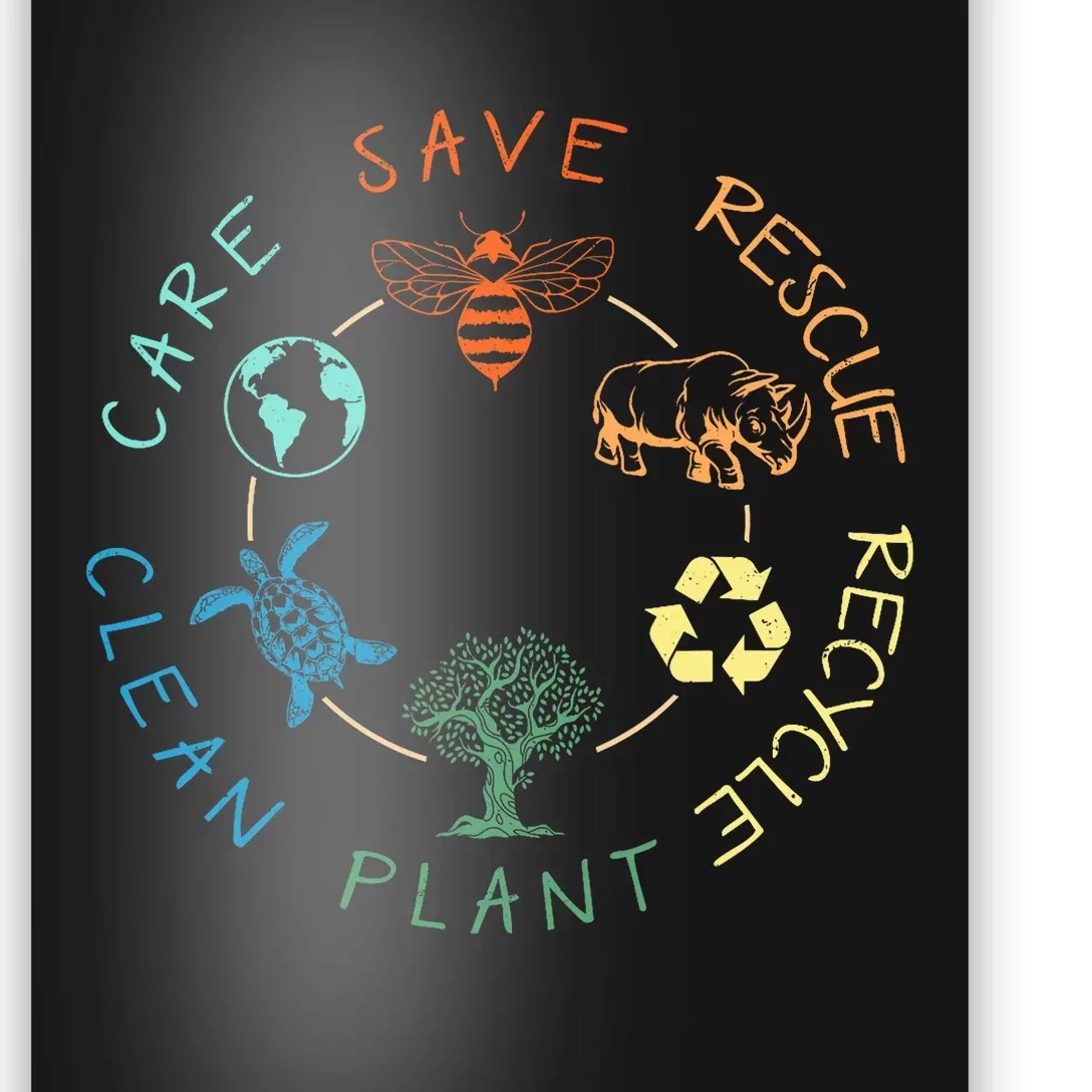 Save Bees Rescue Animals Recycle Plastic Earth Day 2024 Poster