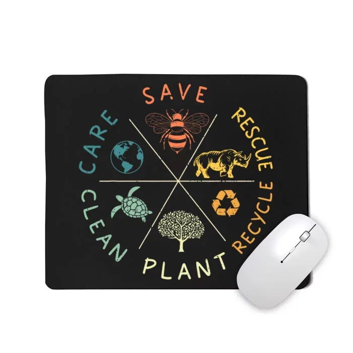 Save Bees Rescue Animals Recycle Plastic Earth Day Vintage Mousepad