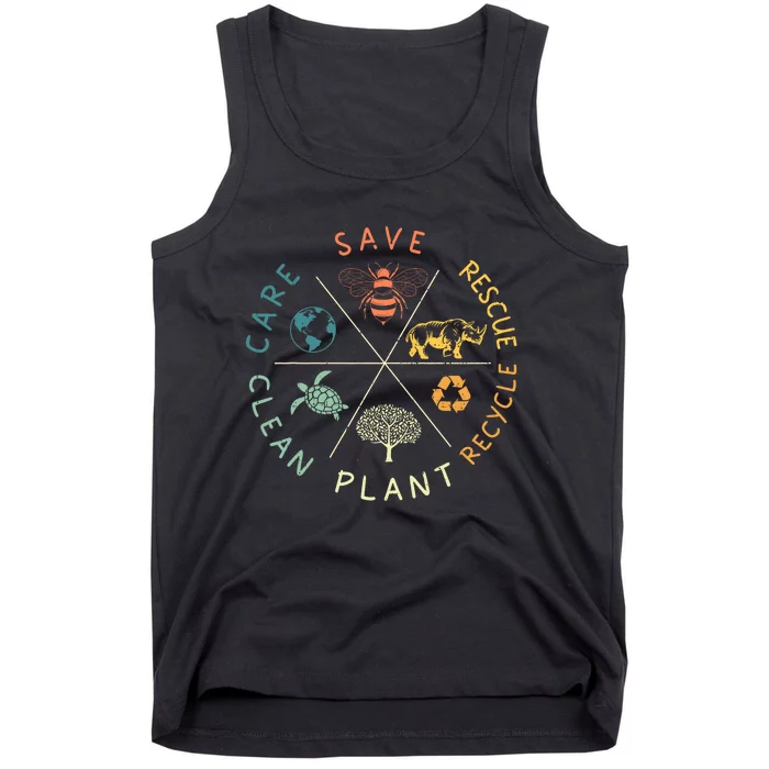 Save Bees Rescue Animals Recycle Plastic Earth Day Vintage Tank Top