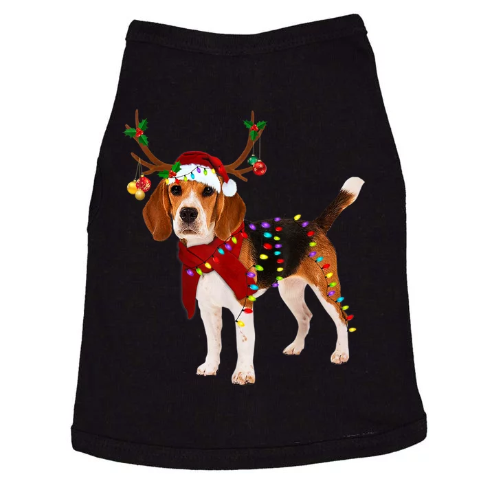 Santa Beagle Reindeer Light Christmas TShirt Doggie Tank