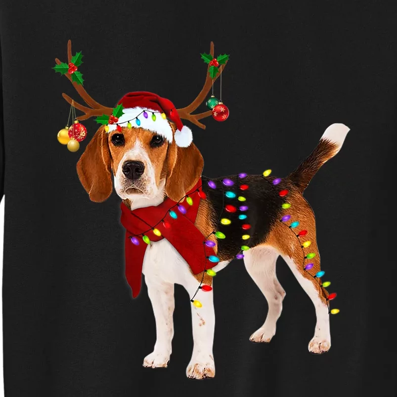 Santa Beagle Reindeer Light Christmas TShirt Sweatshirt