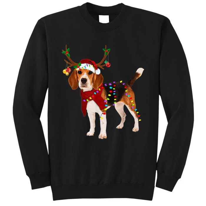 Santa Beagle Reindeer Light Christmas TShirt Sweatshirt